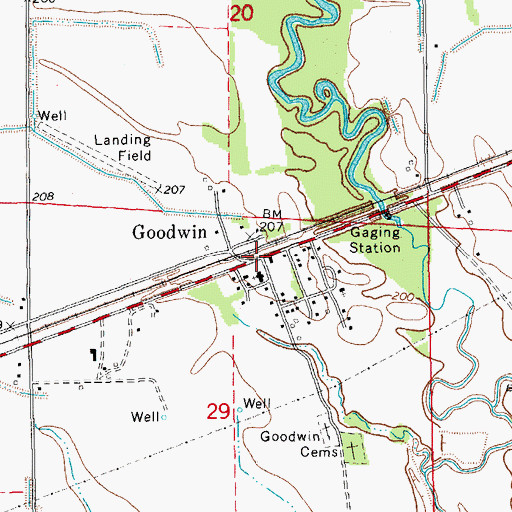 Topographic Map of Goodwin, AR