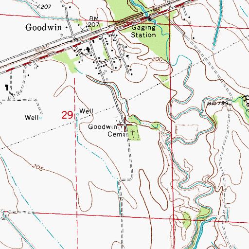 Topographic Map of Goodwin Cemeteries, AR