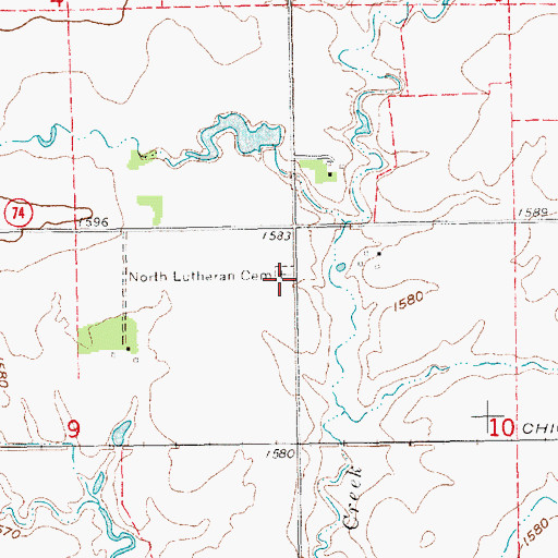 Topographic Map of North Lutheran Cemetery, NE