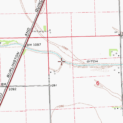 Topographic Map of Pigeon Creek Ditch, NE