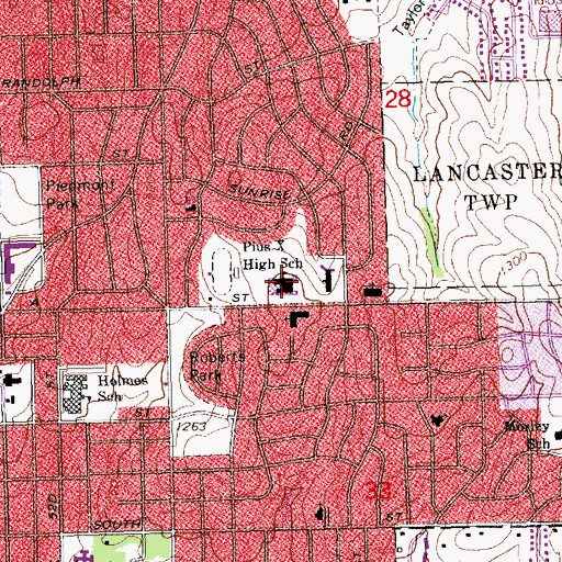 Topographic Map of Pius X High School, NE