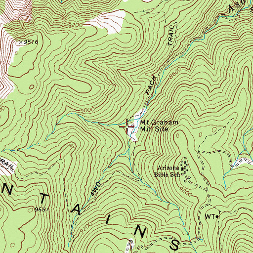 Topographic Map of Mount Graham Mill Site, AZ