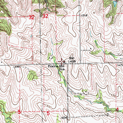 Topographic Map of Prairie Hill School, NE