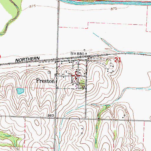 Topographic Map of Preston, NE