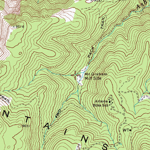 Topographic Map of Mount Graham Sawmill, AZ