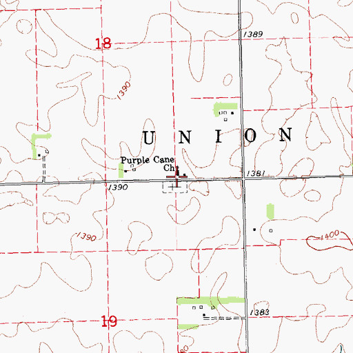 Topographic Map of Purple Cane Church, NE
