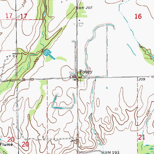 Topographic Map of Posey, AR