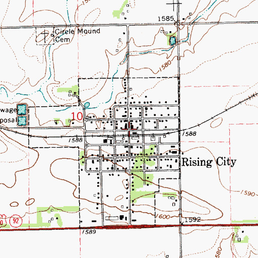 Topographic Map of Rising City, NE