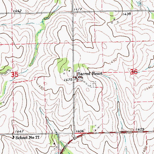 Topographic Map of Sacred Heart Church, NE