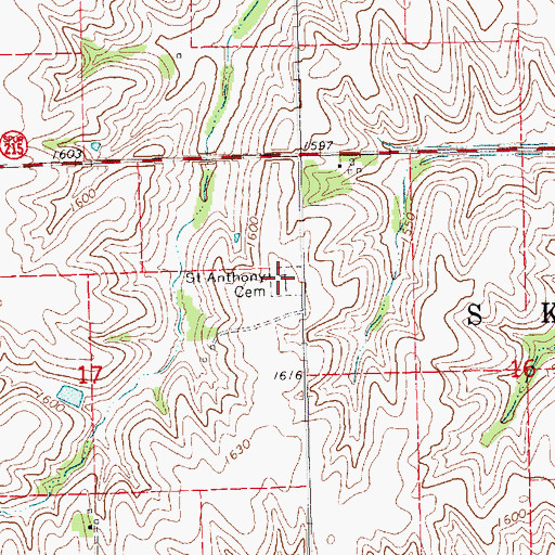 Topographic Map of Saint Anthony Cemetery, NE