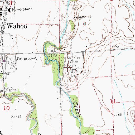Topographic Map of Saint Francis Cemetery, NE