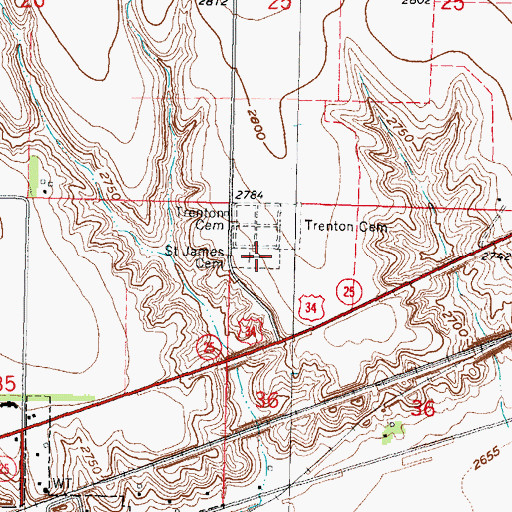Topographic Map of Saint James Cemetery, NE