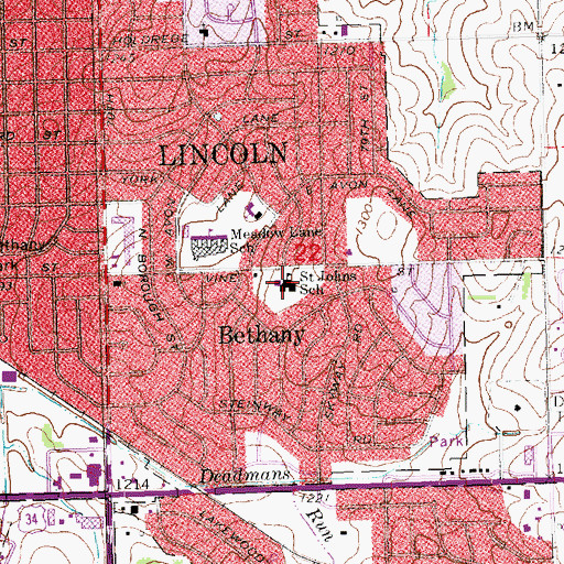 Topographic Map of Saint John School, NE
