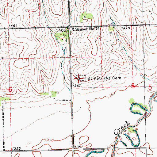 Topographic Map of Saint Patricks Cemetery, NE