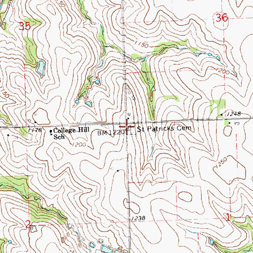 Topographic Map of Saint Patricks Cemetery, NE