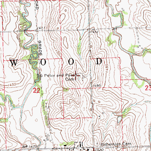 Topographic Map of Saints Peter and Paul Cemetery, NE