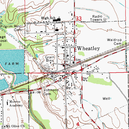 Topographic Map of Wheatley, AR