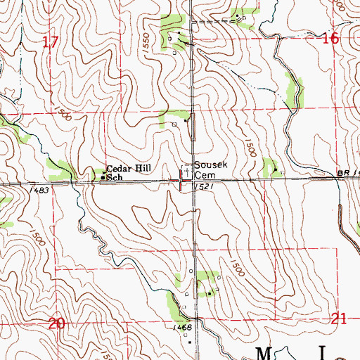 Topographic Map of Sousek Cemetery, NE