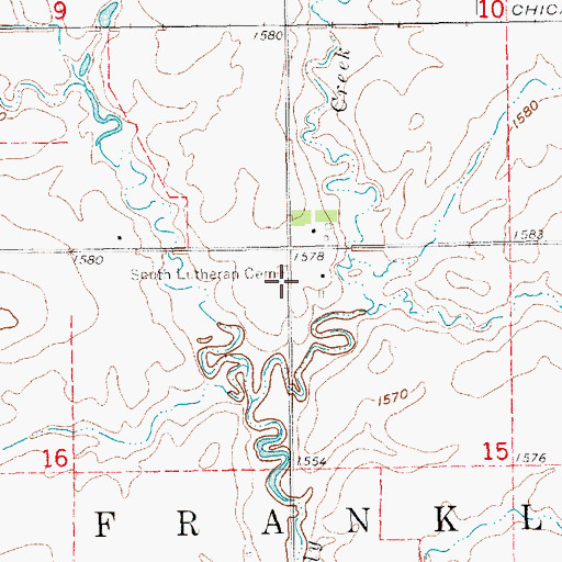 Topographic Map of South Lutheran Cemetery, NE