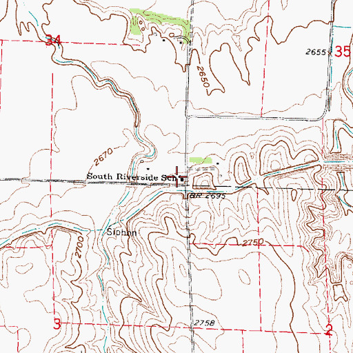 Topographic Map of South Riverside School, NE