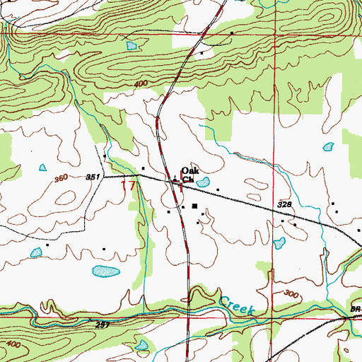 Topographic Map of Oak Church of Christ, AR