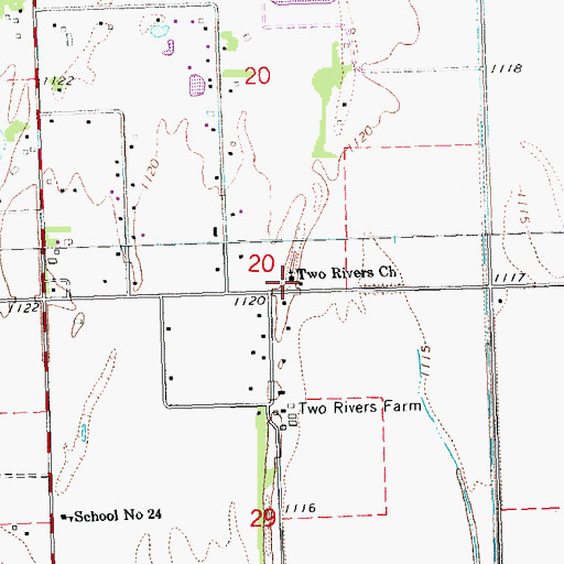 Topographic Map of Two Rivers Church, NE