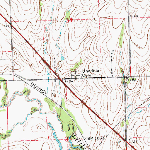 Topographic Map of Unadilla Cemetery, NE