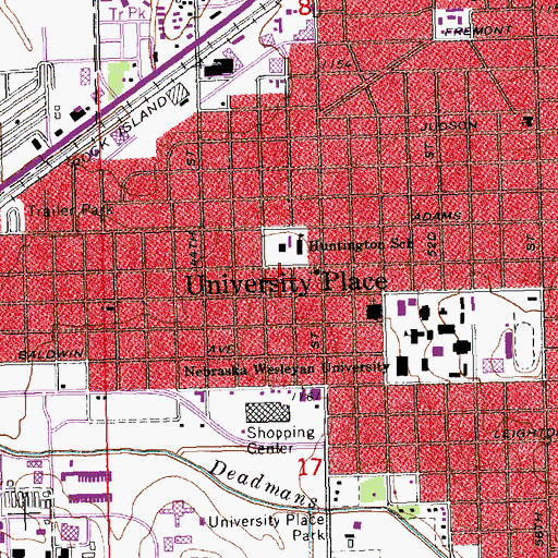 Topographic Map of University Place, NE