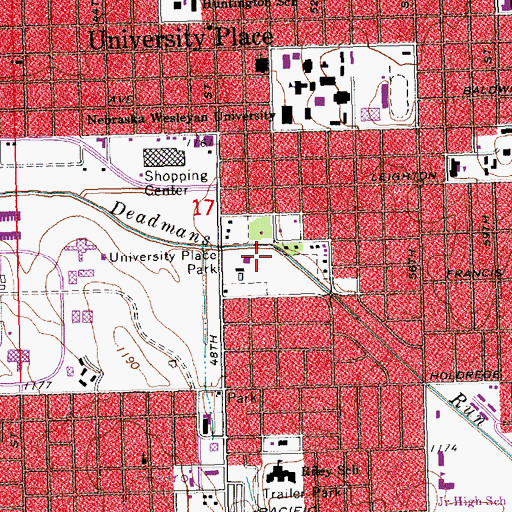 Topographic Map of University Place Park, NE