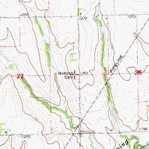 Topographic Map of Wabash Cemetery, NE