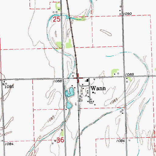 Topographic Map of Wann, NE