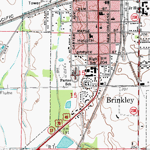 Topographic Map of C B Partee Elementary School, AR