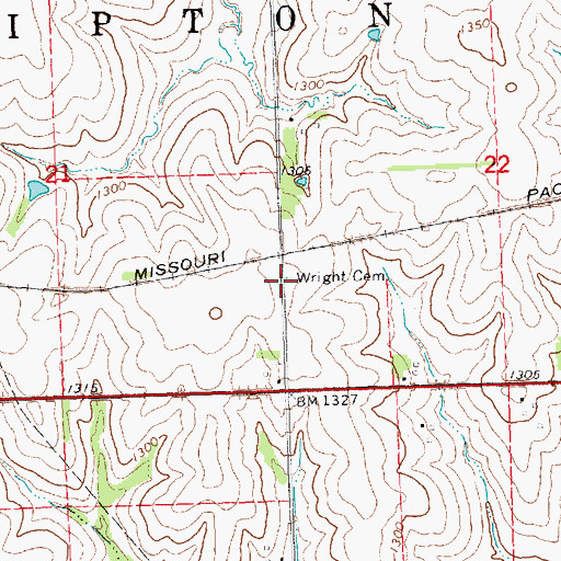 Topographic Map of Wright Cemetery, NE