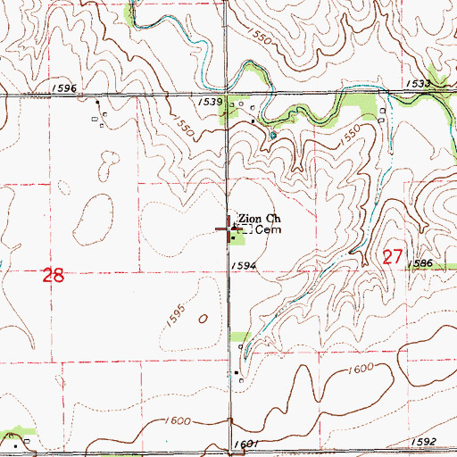 Topographic Map of Zion Church, NE