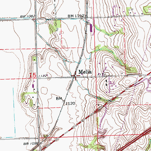 Topographic Map of Melia, NE