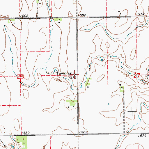 Topographic Map of Townhall, NE
