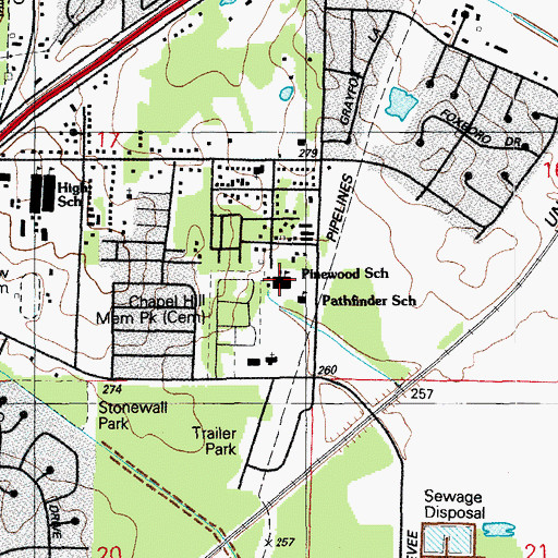 Topographic Map of Pinewood Elementary School, AR