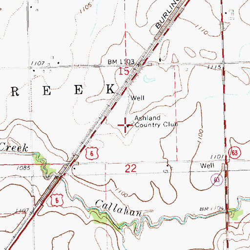 Topographic Map of Ashland Country Club, NE