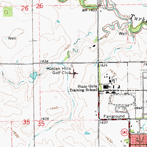 Topographic Map of Hidden Hills Country Club, NE
