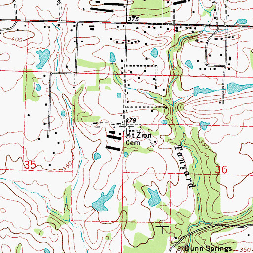 Topographic Map of Mount Zion Cemetery, AR