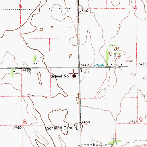 Topographic Map of Richland Public School, NE