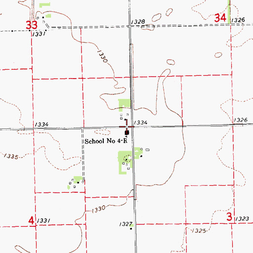 Topographic Map of School Number 4-R, NE