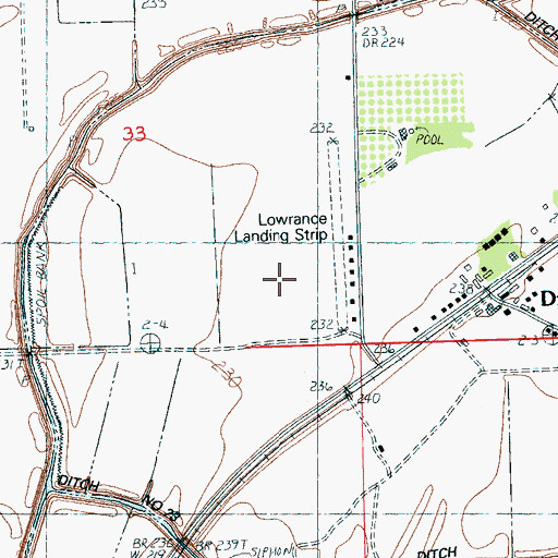 Topographic Map of Lowrance Airport (historical), AR