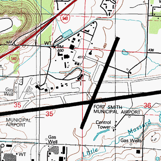 Topographic Map of Fort Smith Regional Airport, AR