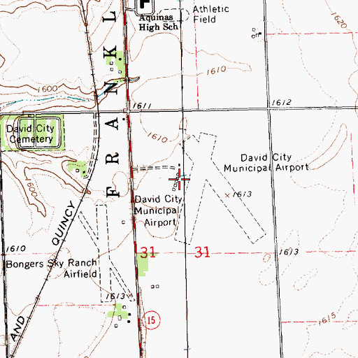 Topographic Map of David City Municipal Airport, NE