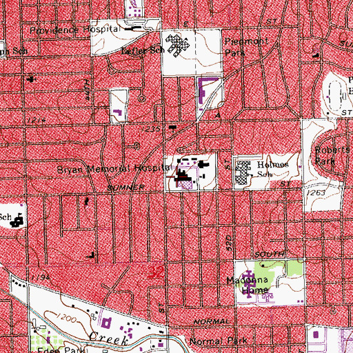 Topographic Map of Bryan Memorial Hospital Heliport, NE