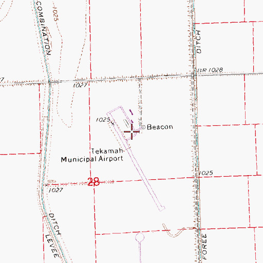 Topographic Map of Tekamah Municipal Airport, NE