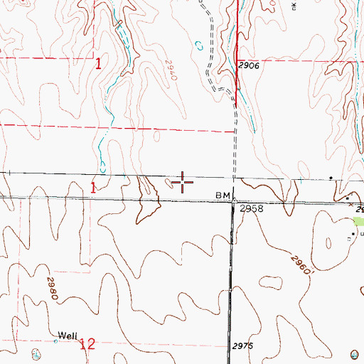 Topographic Map of Bakers Acres Airport (historical), NE