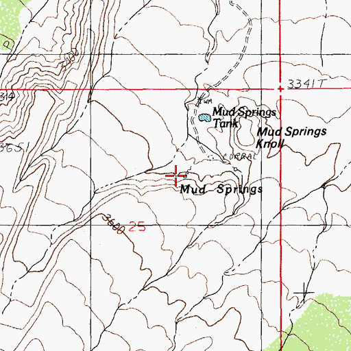Topographic Map of Mud Springs, AZ