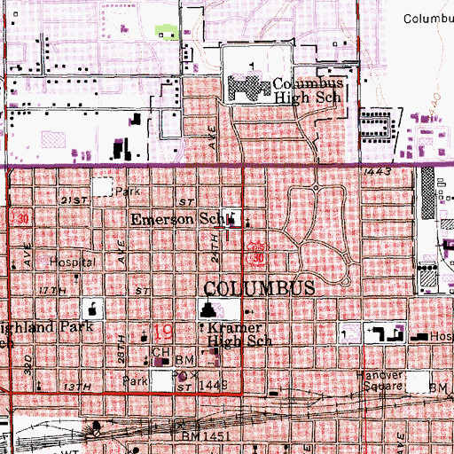 Topographic Map of City of Columbus, NE